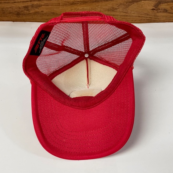 Otto Smiley Face Mesh Back Adjustable Trucker Hat Red OSFM - Picture 6 of 9